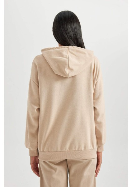 Oversize Fit Kapüşonlu Kalın Sweatshirt B4056AX23AU