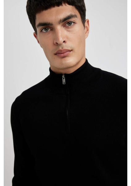 Slim Fit Yarım Balıkçı Yaka Triko Kazak U6917AZ23WN