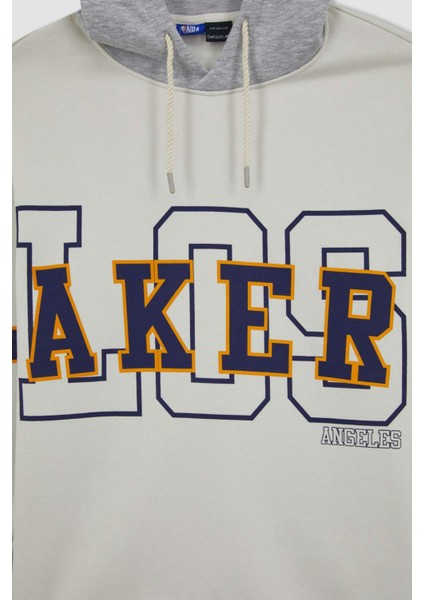 Fit NBA Los Angeles Lakers Boxy Fit Kapüşonlu Kalın Sweatshirt Y5640AZ23AU
