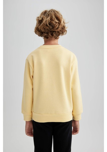Erkek Çocuk Bisiklet Yaka Baskılı Kalın Sweatshirt B2284A823WN