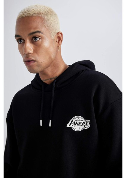 Fit NBA Los Angeles Lakers Boxy Fit Kapüşonlu Kalın Sweatshirt A4114AX23AU