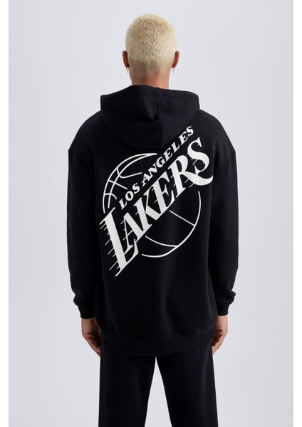 Fit NBA Los Angeles Lakers Boxy Fit Kapüşonlu Kalın Sweatshirt A4114AX23AU