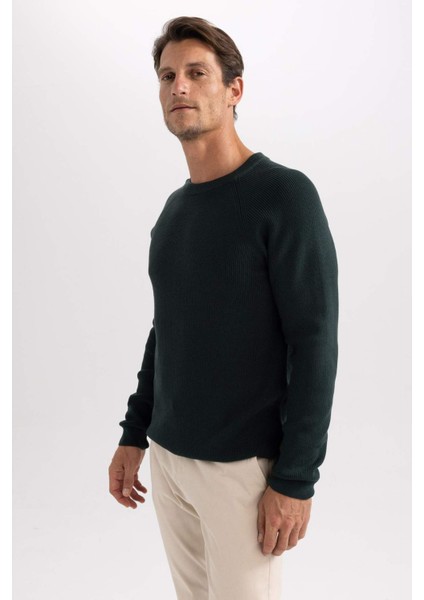 Standart Fit Normal Kesim Bisiklet Yaka Basic Düz Triko Kazak A8458AX23AU