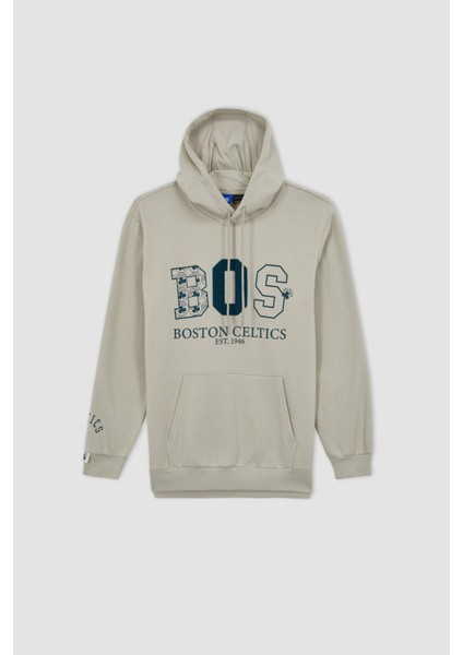 Fit NBA Boston Celtics Standart Fit Kapüşonlu Kalın Sweatshirt A9682AX23WN