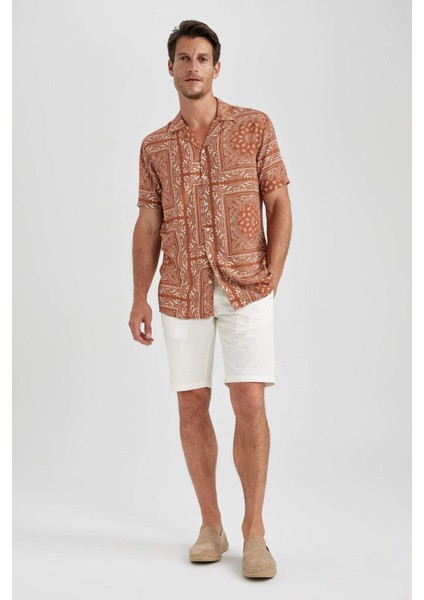 Modern Fit Apaş Yaka Kısa Kollu Gömlek A1914AX23SM