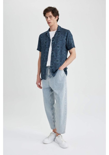 Regular Fit Desenli Viskon Kısa Kollu Gömlek Z5535AZ23SM