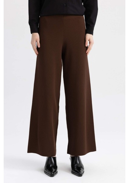 Relax Fit Triko Pantolon Beli Lastikli Basic Düz Geniş Paça Y1325AZ23AU