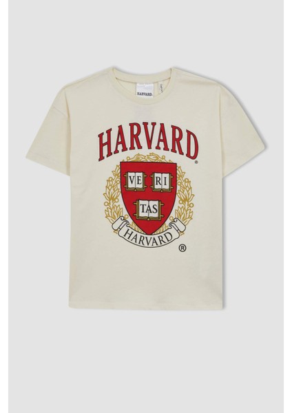 Kız Çocuk Harvard University Oversize Fit Bisiklet Yaka Kısa Kollu Tişört A5838A823AU