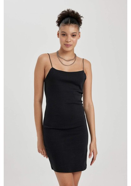 Bodycon Askılı Ribana Askılı Mini Elbise A4807AX23SM