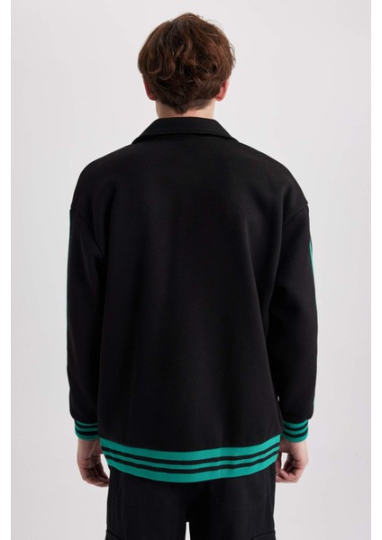 Oversize Fit Kolej Yaka Bomber İçi Yumuşak Tüylü Hırka Y3651AZ23SP