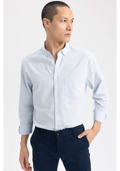 Slim Fit Uzun Kollu %100 Pamuklu Gömlek M7180AZ23SP
