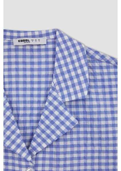 Coool Oversize Pijama Yaka Krinkıl Pötikareli Kısa Kollu Gömlek B1857AX23HS
