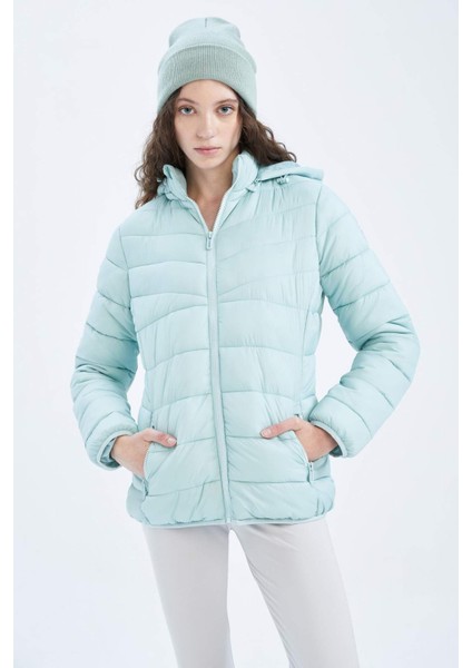 Fit Su İtici Şişme Mont Slim Fit Kapüşonlu Z0803AZ23SP