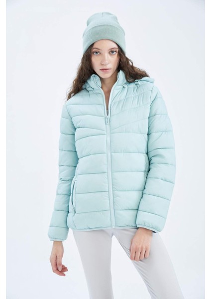 Fit Su İtici Şişme Mont Slim Fit Kapüşonlu Z0803AZ23SP