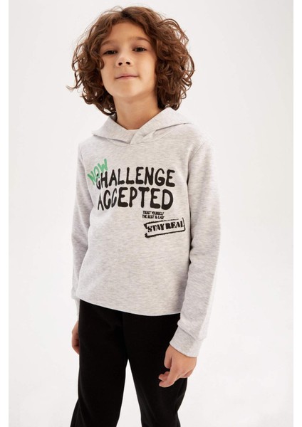 Erkek Çocuk Kapüşonlu Baskılı Sweatshirt Z4593A623SP