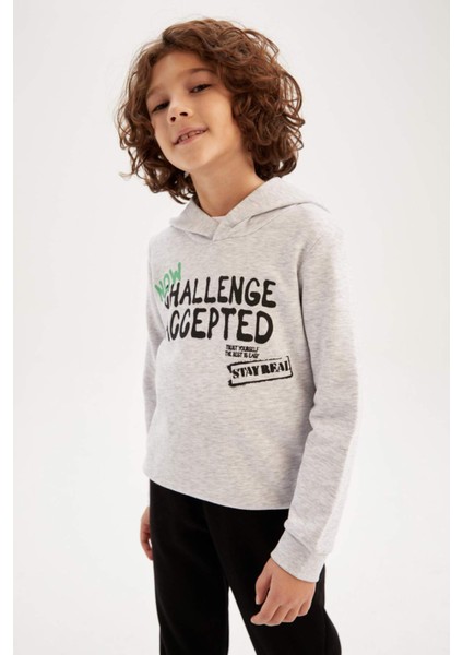 Erkek Çocuk Kapüşonlu Baskılı Sweatshirt Z4593A623SP