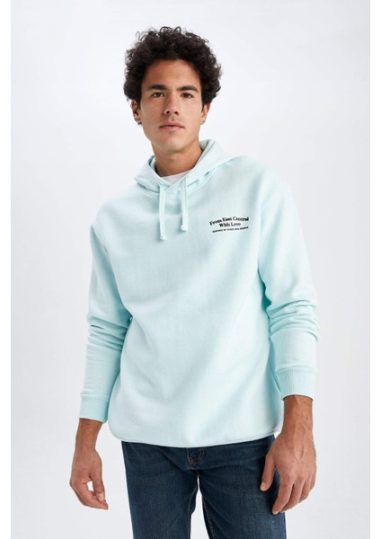 Boxy Fit Kapüşonlu Baskılı Sweatshirt Z2448AZ23SP