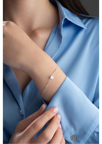 925 Ayar Gümüş Rodyum Kaplama Zirkon Taşlı Minimal Kalp Model Bileklik indirimleri