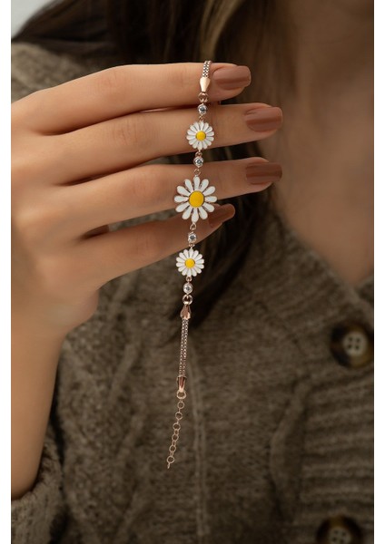 925 Ayar Gümüş Işıklı Kutuda 3'lü Papatya Bileklik Kadın Gümüş Bileklik fiyatları