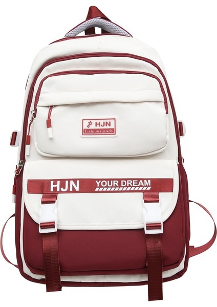 Rahat Kadın Ortaokul Öğrencisi Okul Çantası Renk Eşleştirme Büyük Kapasiteli Sırt Çantası, Taze ve Yük Azaltıcı Sırt Çantası (Yurt Dışından)