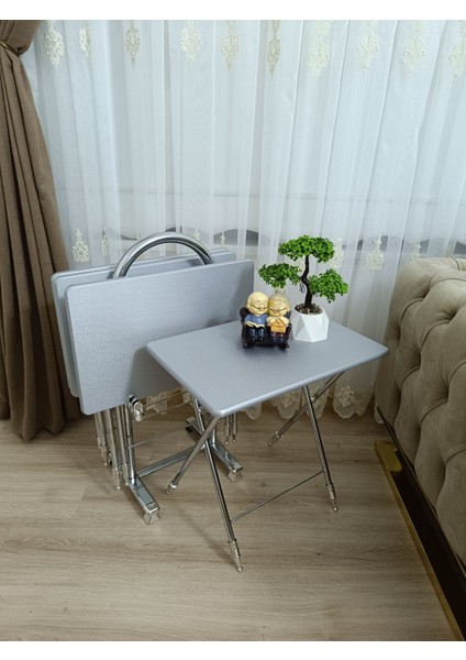 Çanta Zigon Sehpa, 4'lü Sehpa, Zigon Sehpa, Servis Sehpası, Mdf Mebran Sehpa, Katlanır Sehpa, Krom