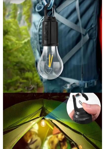 Taşınabilir Şarjlı LED Ampül Outdoor Kamp Bahçe Lambası 10W Askılı Kırılmaz LED Işık