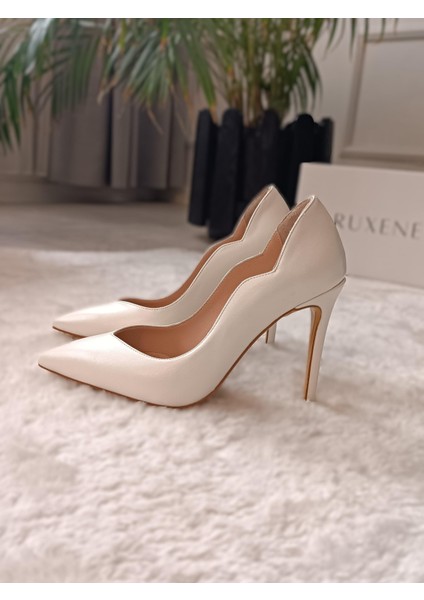 Ayrıs Ince Topuk Asimetrik Kesim Stiletto 10,5cm Gelin Ayakkabısı