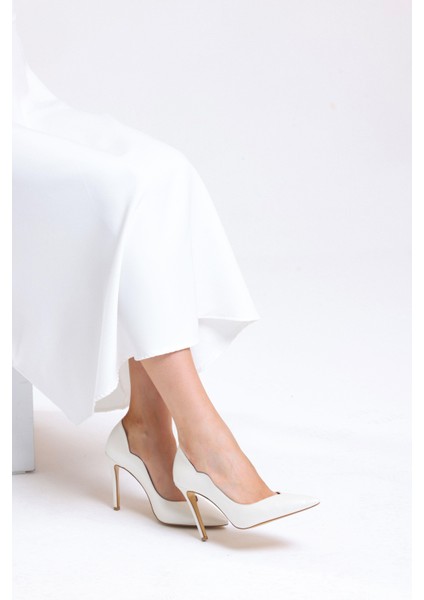 Ayrıs Ince Topuk Asimetrik Kesim Stiletto 10,5cm Gelin Ayakkabısı fırsatları