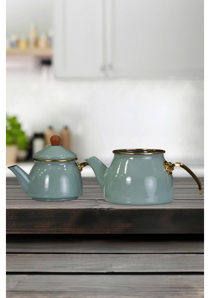 Soft Green Gold Model Çaydanlık