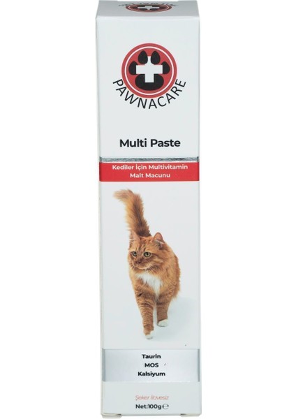 Multi Paste Kedi Multivitamini Malt Macunu Taurin Mos Kalsiyum Yepyeni Güçlü Formül 100 gr