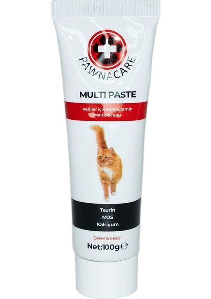 Multi Paste Kedi Multivitamini Malt Macunu Taurin Mos Kalsiyum Yepyeni Güçlü Formül 100 gr