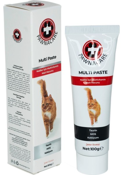 Multi Paste Kedi Multivitamini Malt Macunu Taurin Mos Kalsiyum Yepyeni Güçlü Formül 100 gr