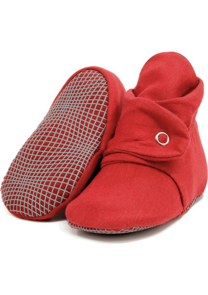 Organik Pamuk Bebek Pandufu, Kaydırmaz Taban, Yenidoğan Patiği, Ev Kreş Ayakkabısı, Bordo