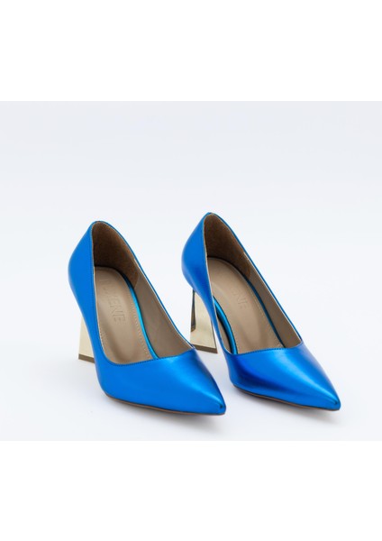 Beta Kapalı Sivri Burun 8cm Kalın Topuk Abiye Stiletto Topuklu Ayakkabı