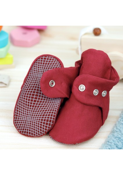Organik Pamuk Bebek Pandufu, Kaydırmaz Taban, Yenidoğan Patiği, Ev Kreş Ayakkabısı, Bordo fiyatları