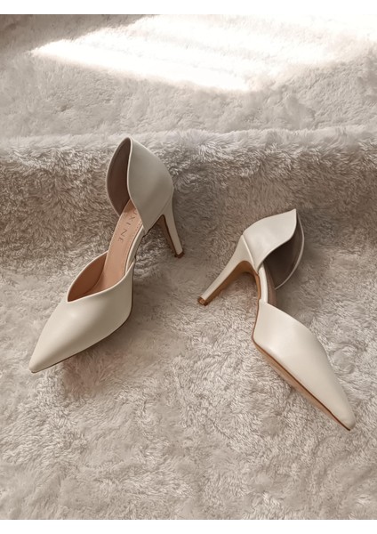 Lotus Sivri Burun Sedef Stiletto 8cm Gelin Ayakkabısı