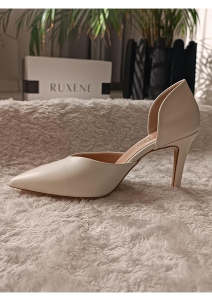 Lotus Sivri Burun Sedef Stiletto 8cm Gelin Ayakkabısı