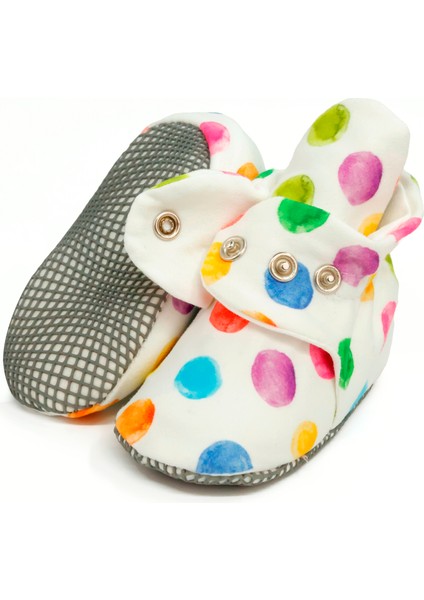 Organik Pamuk Bebek Pandufu, Kaydırmaz Taban, Yenidoğan Patiği, Ev Kreş Ayakkabısı, Renkli Noktalar fiyatları