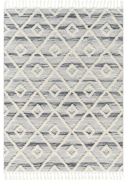 Bilbao Aruba Blue Saçaklı Tozumaz Halı - Gri - 120x180 cm