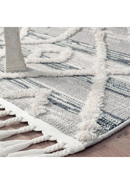 Bilbao Aruba Blue Saçaklı Tozumaz Halı - Gri - 120x180 cm modelleri