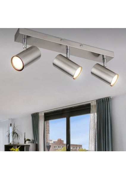 Demet Habek Mylights 60CM Inox Metal Gövdeli Panasonic Gün Işığı LED Ampullü Hareketli Spor Spot Modern LED Avize