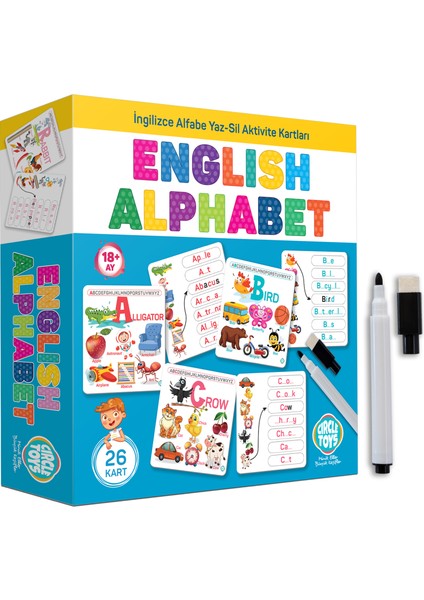 English Alphabet Ingilizce Alfabe Yaz-Sil Aktivite Kartları