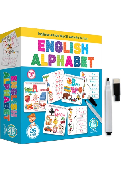 Circle Toys English Alphabet Ingilizce Alfabe Yaz-Sil Aktivite Kartları