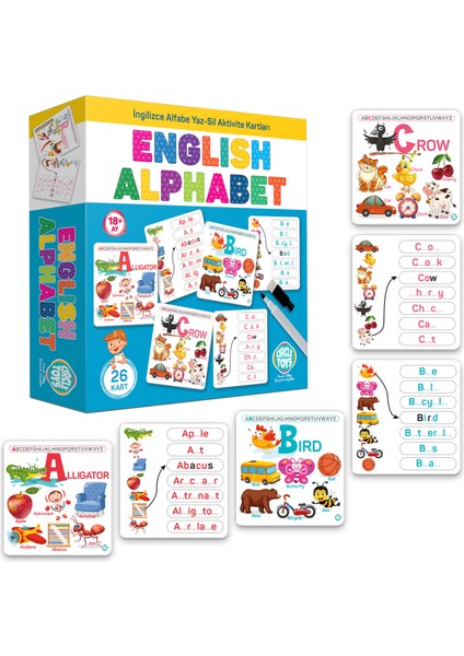 English Alphabet Ingilizce Alfabe Yaz-Sil Aktivite Kartları