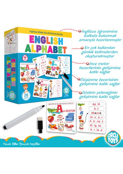 English Alphabet Ingilizce Alfabe Yaz-Sil Aktivite Kartları