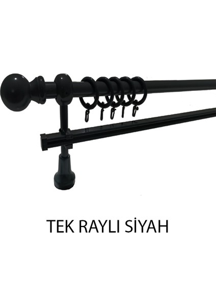 Klasik Ahşap Rustik Perde Askısı Tek Raylı 28 Mm Metal Borulu