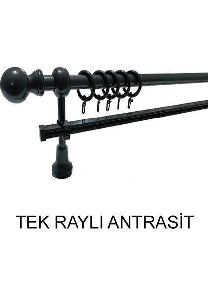 Klasik Ahşap Rustik Perde Askısı Tek Raylı 28 Mm Metal Borulu