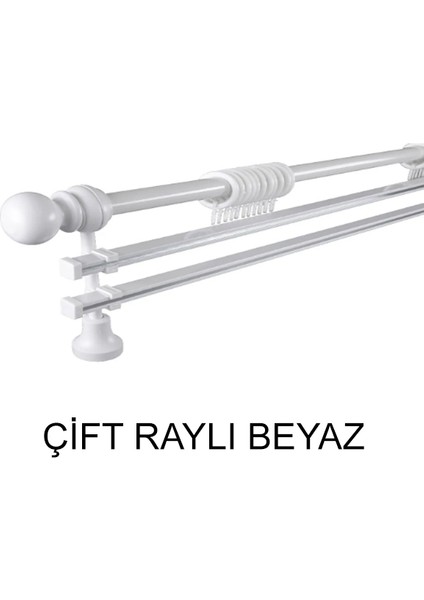 Klasik Ahşap Rustik Perde Askısı Çift Raylı 28 Mm Metal Borulu