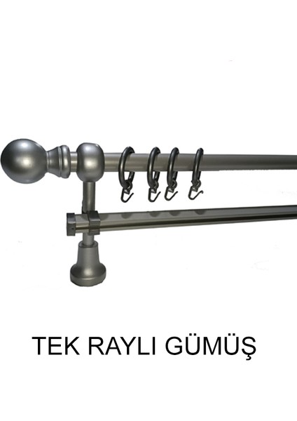 Klasik Ahşap Rustik Perde Askısı Tek Raylı 28 Mm Metal Borulu