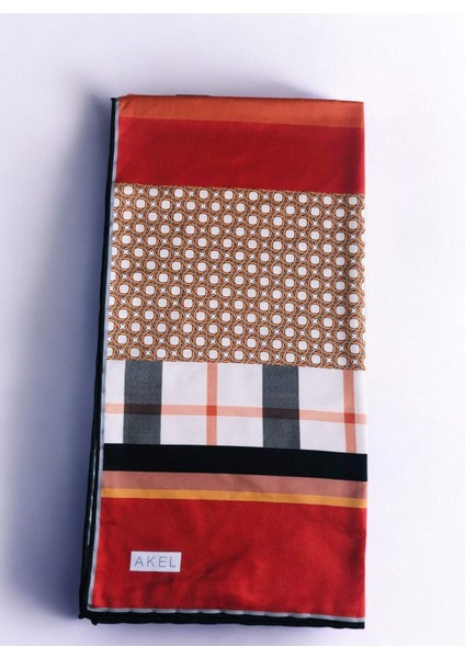 Alfa Twill Eşarp Renkli Çizgili Kareli Desen Ebat 95 x 95